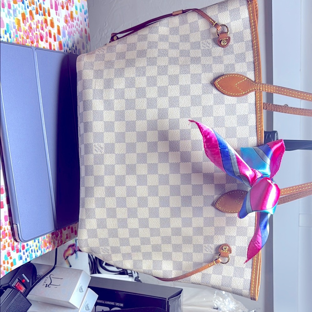 Louis Vuitton Cream and Pink Tote Bag